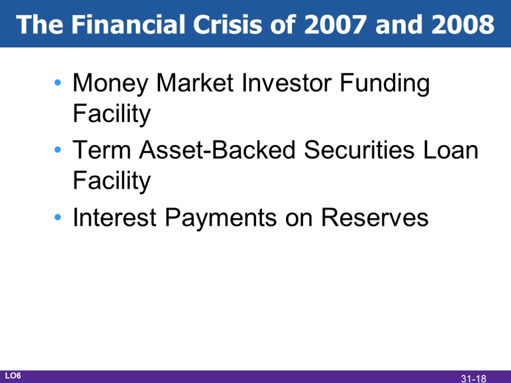 The Financial Crisis of 2007 and 2008 Money Market Investor Funding Facility Term Asset-Backed